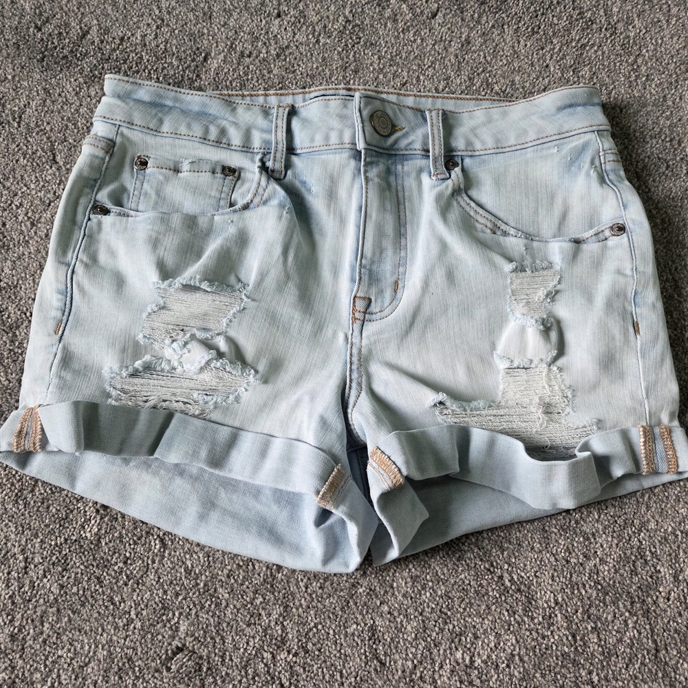 Aeropostale Light Blue Distressed Jean Shorts